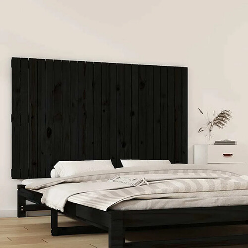 Maison Chic Tête de lit scandinave pour lit adulte,Meuble de chambre murale Noir 147x3x90 cm Bois massif de pin -MN63814