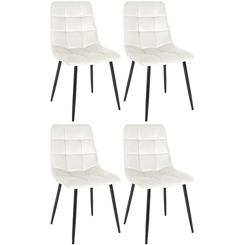 Decoshop26 Lot de 4 chaises de salle à manger style moderne et confortable en tissu velours crème et métal noir 10_0001783