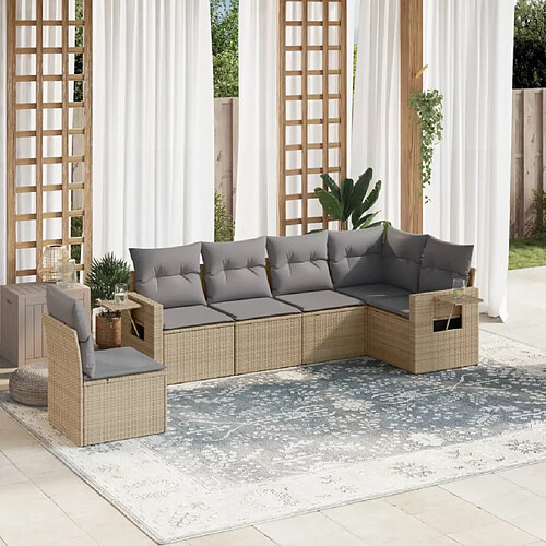 vidaXL Salon de jardin avec coussins 6 pcs beige résine tressée