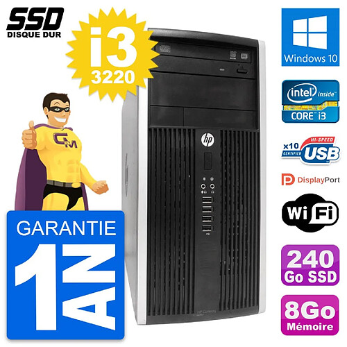 PC Tour HP Compaq Pro 6300 CMT Intel i3-3220 RAM 8Go SSD 240Go Windows 10 Wifi · Occasion