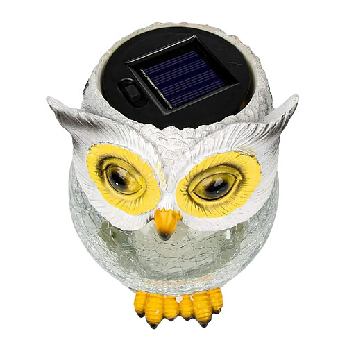 Résine Hibou Jardin Fabriqué à La Main LED Lumières Décoratives Solaires Statue De Jardin Blanc