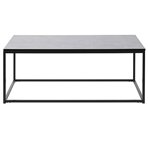 Pegane Table basse, table de salon rectangulaire en métal noir et marbre coloris noir - longueur 100 x profondeur 60 x Hauteur 40 cm