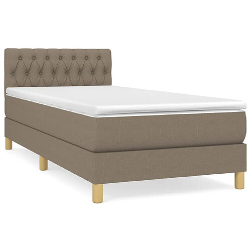 Maison Chic Structures de lit + matelas,Lit à sommier tapissier avec matelas Taupe 80x200 cm Tissu -MN23326