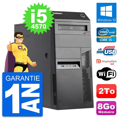 PC Tour Lenovo ThinkCentre M83 Intel i5-4570 RAM 8Go Disque 2To Windows 10 Wifi · Occasion