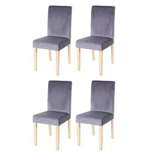 Decoshop26 Lot de 4 chaises de salle à manger / cuisine en tissu velours gris CDS04510