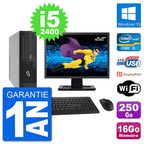 PC Fujitsu E910 DT Ecran 22" Intel i5-2400 RAM 16Go Disque 250Go Windows 10 Wifi · Occasion