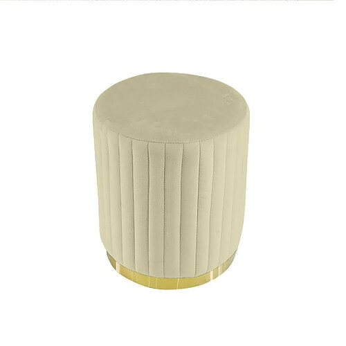 Meubler Design Pouf Rond Métal Doré Vita - Velours Beige