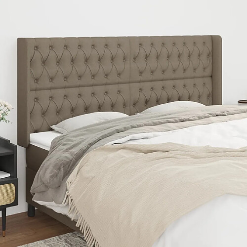 Maison Chic Tête de lit scandinave avec oreilles,meuble de chambre Taupe 183x16x118/128 cm Tissu -MN66966