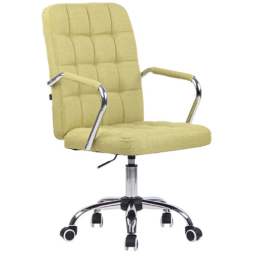 Decoshop26 Chaise de bureau sur roulettes moderne et confortable en tissu vert BUR10638