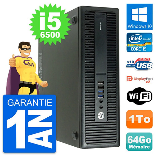 PC HP ProDesk 600 G2 SFF Intel i5-6500 RAM 64Go Disque Dur 1To Windows 10 Wifi · Occasion