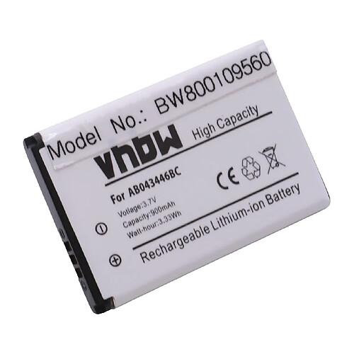 vhbw Li-Ion batterie 900mAh (3.7V) pour Smartphone Samsung SGH-D520, SGH-D528, SGH-D720, SGH-D728 comme AB043446B, AB043446L, BST3108BC.