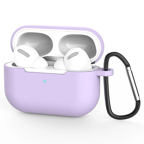 Wewoo Coque Pour AirPods Pro 3 Housse de protection en silicone écouteurs sans fil avec trou lanière et mousqueton violet