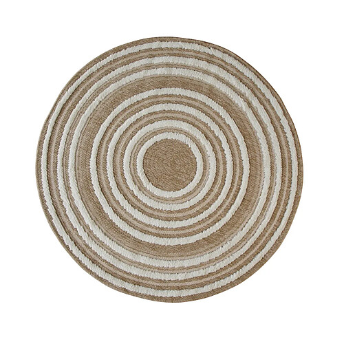 Thedecofactory JUTE RELIEF CIBLE - Tapis rond effet jute motifs en relief blanc diamètre 160