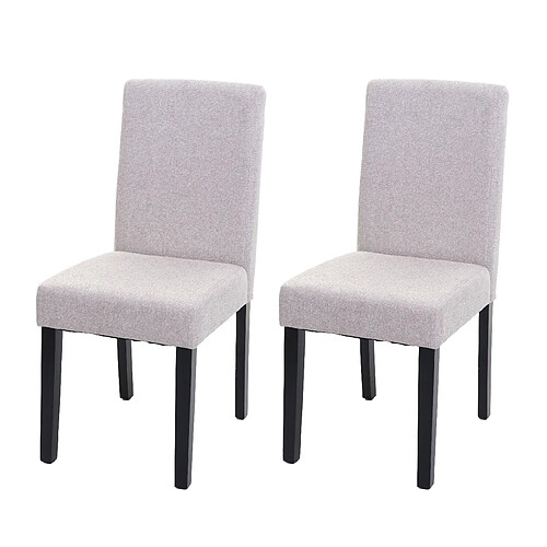 Decoshop26 Lot de 2 chaises de salle à manger en tissu crème pieds foncés CDS04460