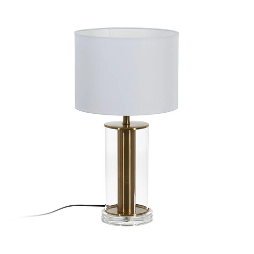 BigBuy Home Lampe de bureau Blanc Doré Verre Fer 40 W 28 x 28 x 51 cm