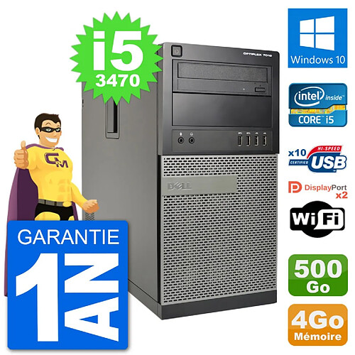 PC Tour Dell 7010 Intel Core i5-3470 RAM 4Go Disque Dur 500Go Windows 10 Wifi · Occasion