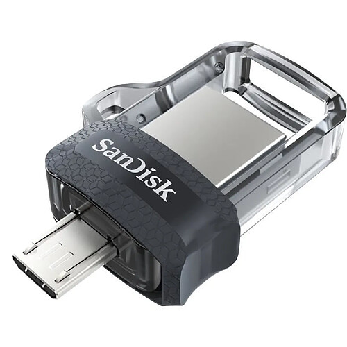 Clé USB SanDisk Ultra Dual Drive m3.0 - 64 Go - Connecteur USB Type-A et micro-USB - Gris