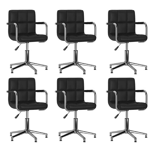 vidaXL Chaises pivotantes à manger lot de 6 noir similicuir