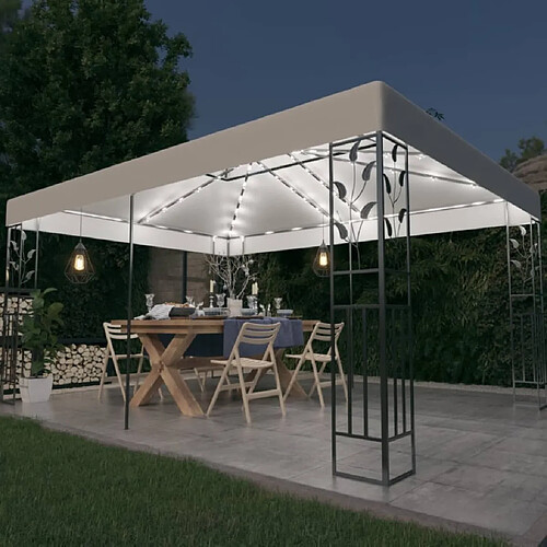 Maison Chic Tonnelle | Pergola avec double toit et lumières LED 3x4 m Blanc -GKD27483