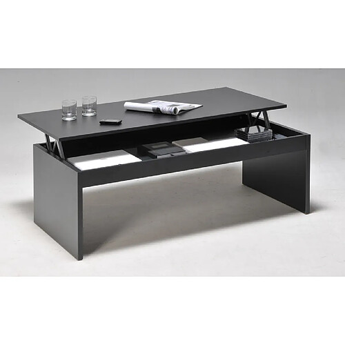 Weber Industries Table basse relevable rectangulaire en bois noir DARWIN