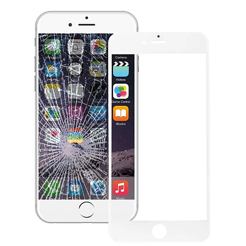 Wewoo Vitre blanc pour iPhone 6 Plus Lentille extérieure en verre avec cadre avant pièce détachée écran LCD et OCA Optically Clear Adhesive