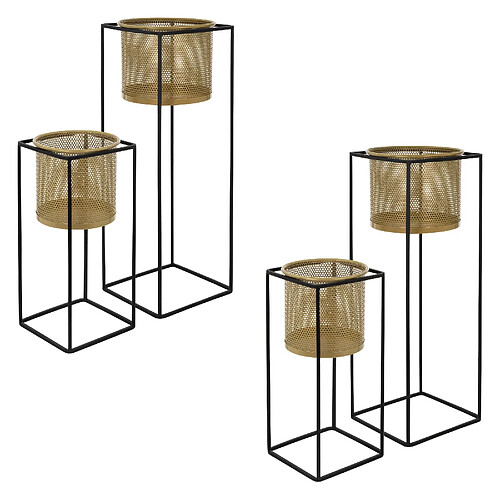 ML-Design Supports à fleurs set de 4 en acier Pot de fleurs Support de plantes Colonne de