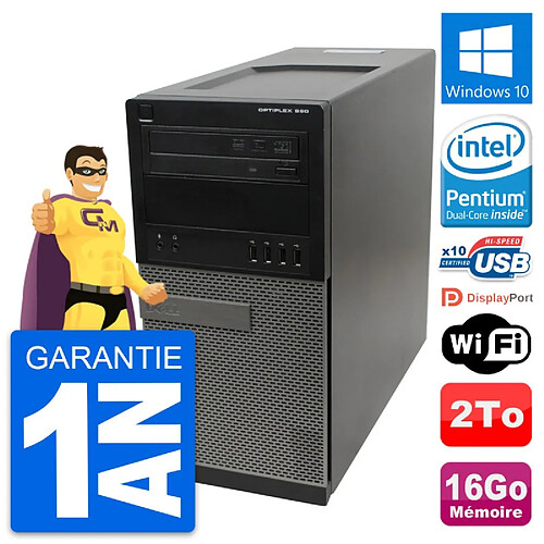 PC Tour Dell OptiPlex 990 Intel G630 RAM 16Go Disque Dur 2To Windows 10 Wifi · Occasion