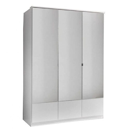 Inside 75 Armoire penderie DINGLE 3 portes miroirs largeur 135 blanche