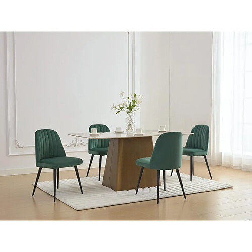 Vente-Unique Lot de 6 chaises en velours et métal noir - Vert - ELEANA