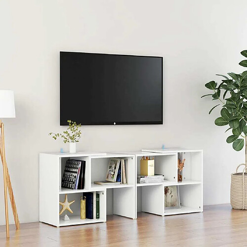 Maison Chic Meuble TV scandinave - Banc TV pour salon Blanc 104x30x52 cm Aggloméré -MN14064