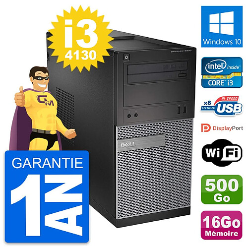 PC Tour Dell OptiPlex 3020 Intel i3-4130 RAM 16Go Disque 500Go Windows 10 Wifi · Occasion