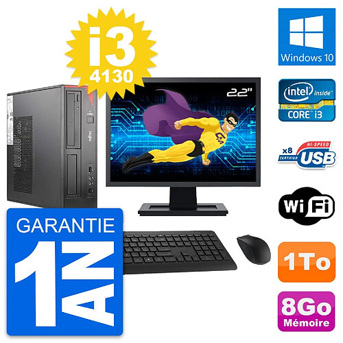 PC Fujitsu E520 DT Ecran 22" Intel i3-4130 RAM 8Go Disque 1To Windows 10 Wifi · Occasion