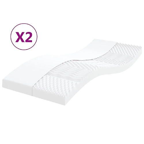 vidaXL Matelas en mousse 2 pcs blanc 80x200 cm 7 zones dureté 20 ILD