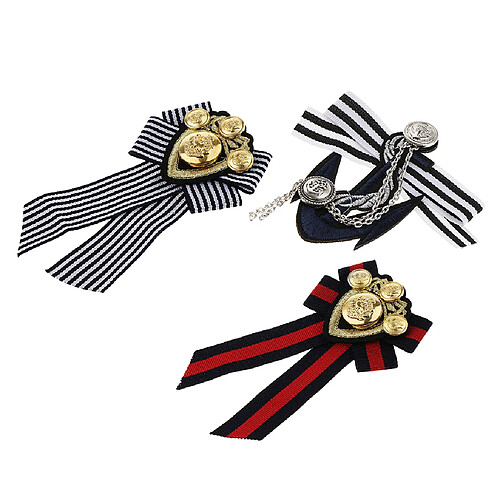 Lot de 3 Broches Badge Motif Nœud Papillon en Alliage Tissu pour Homme Femme