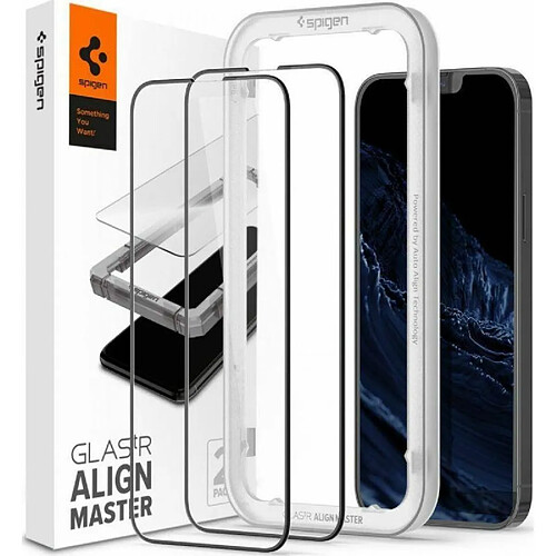 Spigen Sgp Spigen AlignMaster Verre Trempé Compatible avec iPhone 13 Pro Max, 2 Pièces, Couverture complète, Résistant aux Rayures, 9H Protection écran