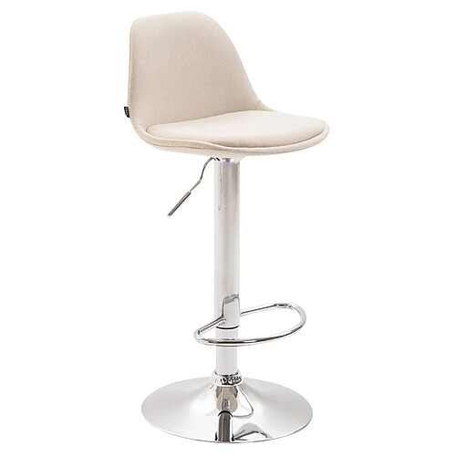 Decoshop26 Tabouret de bar avec repose-pieds design moderne tissu crème 10_0000152