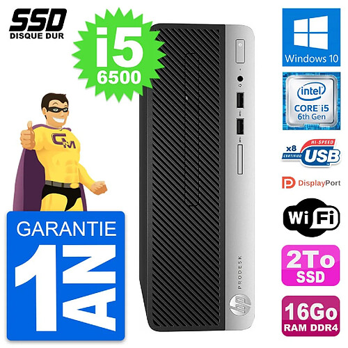 PC HP ProDesk 400 G4 SFF Intel Core i5-6500 RAM 16Go SSD 2To Windows 10 Wifi · Occasion