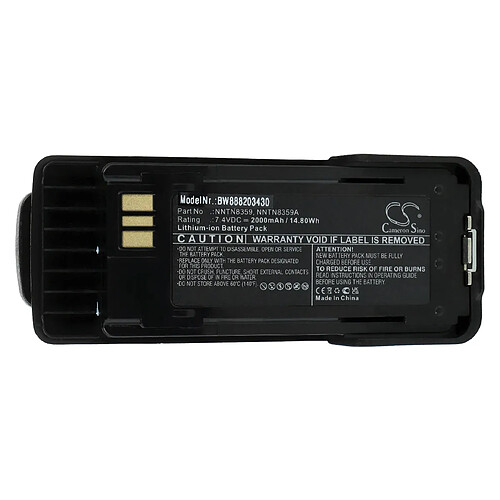 vhbw Batterie compatible avec Motorola DP4000Ex, DP4401Ex ATEX, DP4801Ex ATEX radio talkie-walkie (2000mAh, 7,4V, Li-ion) - avec clip de ceinture