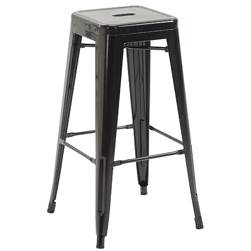 Decoshop26 Tabouret de bar chaise haute de comptoir style industriel en métal noir 10_0000144