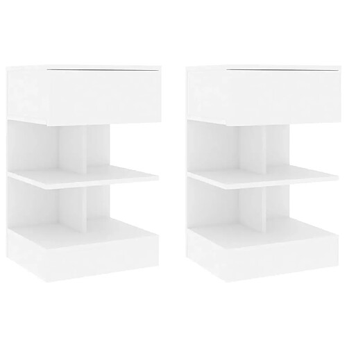 vidaXL Tables de chevet 2 pcs Blanc 40x35x65 cm Bois d’ingénierie