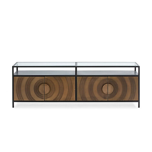 Buffet Thai Natura Noir Doré Métal Verre Fer 183 x 61 x 43 cm