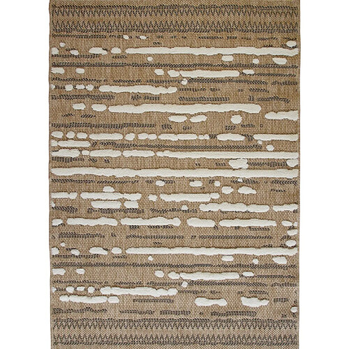 Thedecofactory JUTE RELIEF LINEA - Tapis effet jute à motif géométrique en relief blanc et noir 120x160