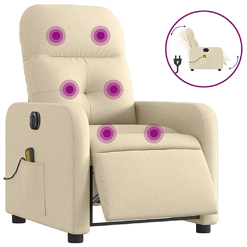 Maison Chic Fauteuil Relax pour salon, Fauteuil inclinable de massage électrique crème tissu -GKD84078