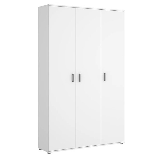 Pegane Armoire de rangement 3 portes coloris blanc - Longueur 116 x Profondeur 35 x Hauteur 190 cm