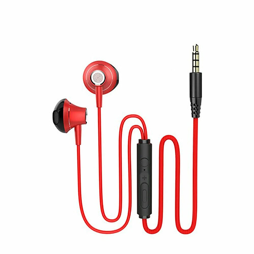 3.5Mm Écouteurs Stéréo Écouteurs Intra-Auriculaires Musique Casque Hifi Basse Casque Avec Microphone Rouge