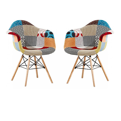 Life Interiors Set of 2 Moda Eiffel Patchwork Armchair Multicolor