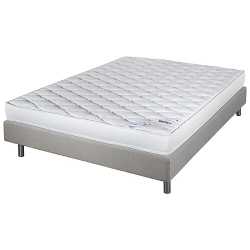 Ebac Matelas et sommier 140x190 Marly - Newkit - Soutien ferme - Sommier démonté - Lin