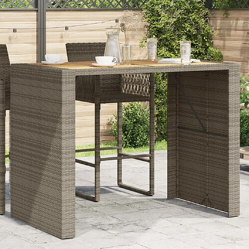 vidaXL Table de bar de jardin et dessus en bois acacia résine tressée