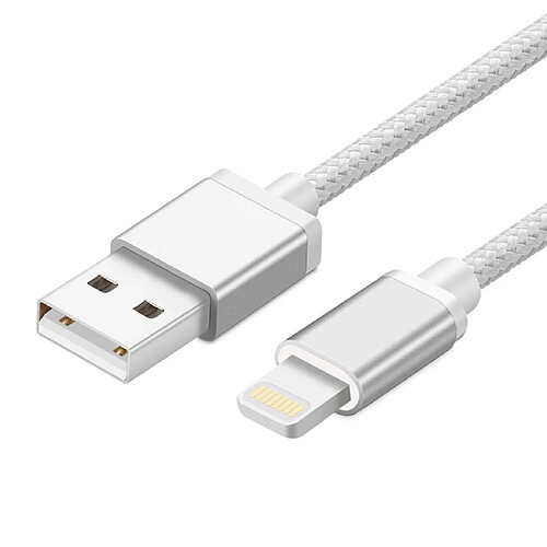 Shot Cable Metal Nylon Pour IPHONE SE 2020 APPLE Chargeur Lightning USB 1,5m Tresse (ARGENT)