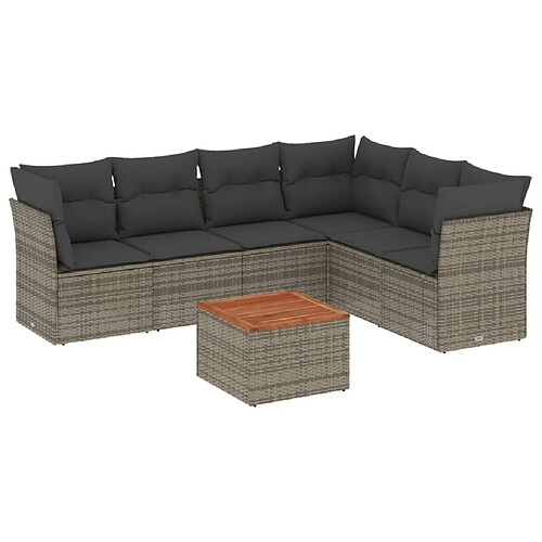 Maison Chic Salon de jardin avec coussins 7 pcs, Ensemble Tables et chaises de jardin, gris résine tressée -GKD272909